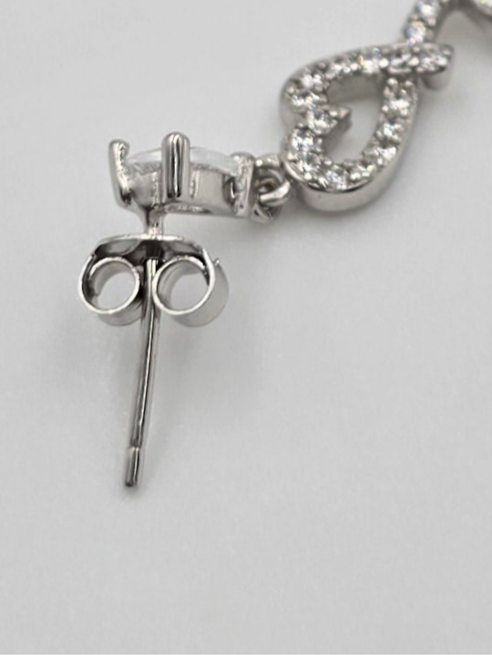 Zigzag Heart Drop Earrings with CZ Diamonds